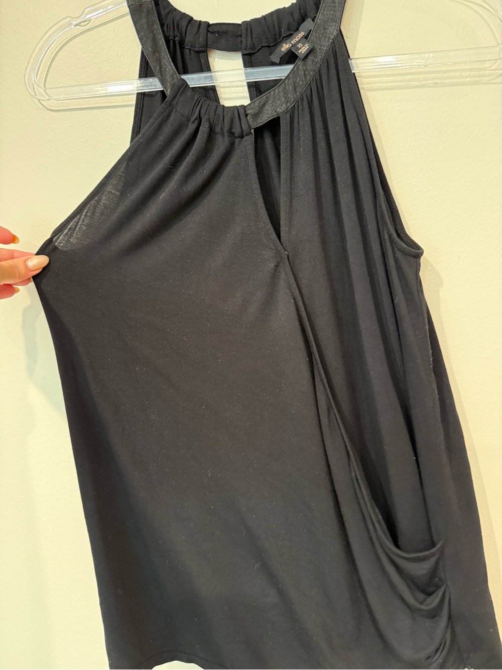 Ella Moss Y2K Vintage Jersey Going Out Top Black Sleeveless Halter Blouse